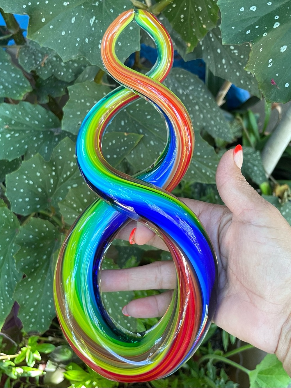 Art Glass Rainbow Abstract Sculpture   Hand Blown